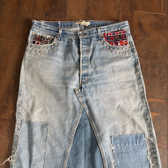 Free People Tricia Fix embellished studded denim maxi skirt - Picture 5 of 16